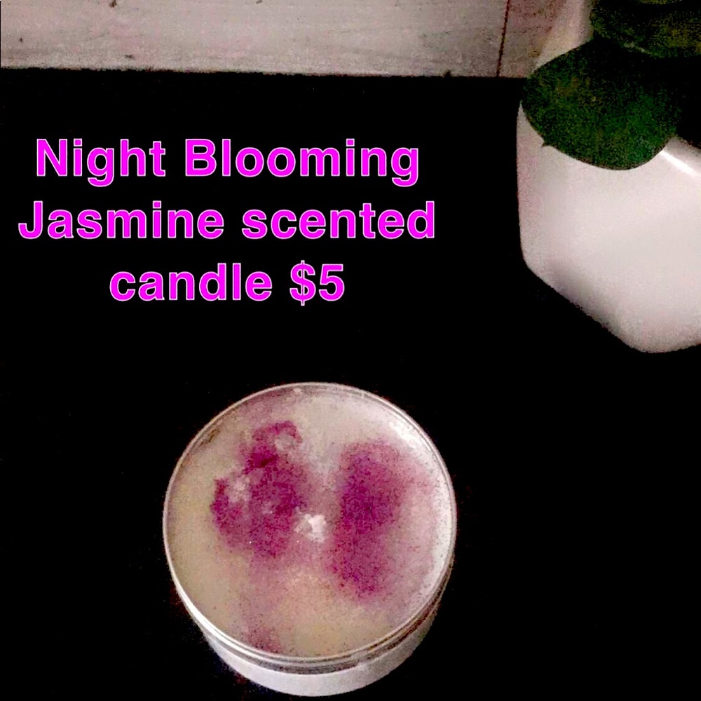 Jasmine scented candles with purple shimmering glitter